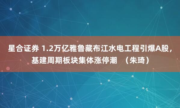 星合证券 1.2万亿雅鲁藏布江水电工程引爆A股，基建周期板块集体涨停潮  （朱琦）